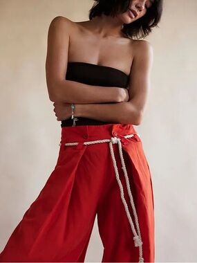 Dimes Tie Trousers
NWOT
Free People
Color- Red